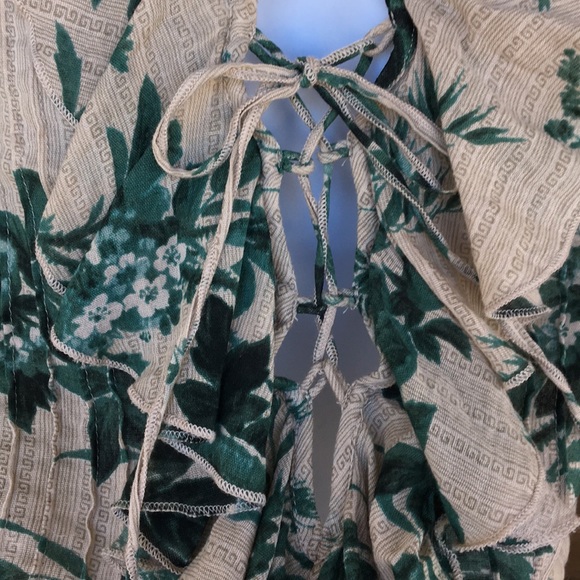 Denim & Supply Floral Ruffle Tie Front Blouse S M - Picture 6 of 8